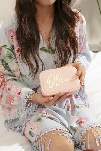Vista 3 de Organizador de joyas de viaje personalizado, caja de joyería, soporte de anillo para joyas, accesorios de viaje para mujeres, organizador de joyas