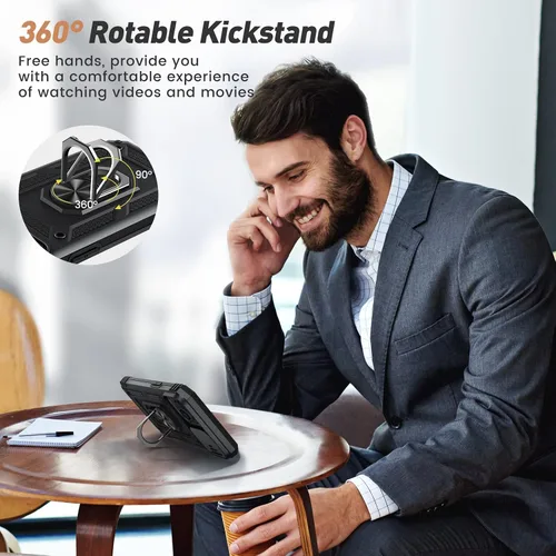 Vista 4 de Goton Funda para iPhone 14 Plus con Protector de Pantalla - Funda con Cubierta Deslizante para Cámara con Soporte de Anillo, Resistente de Grado