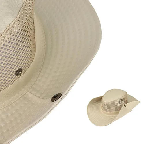 Vista 5 de Sun Hat for Wide Brim Mesh Breathable Fishing Hat,UPF 50+ UV Protection Beige
