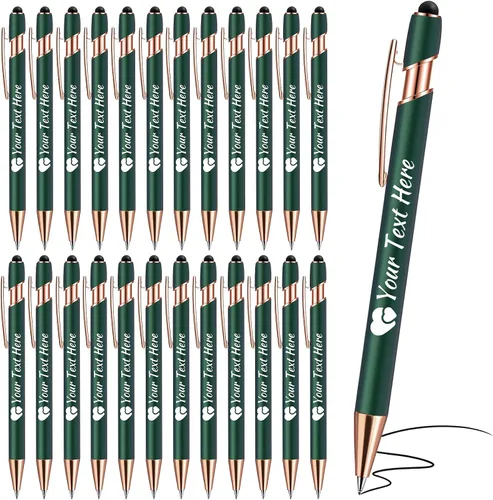 Vista 11 de Bolígrafos personalizados con lápiz capacitivo, bolígrafos con nombre impresos personalizados con tinta negra, impresos con tu logotipo o mensaje