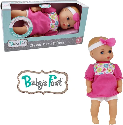 Vista 5 de Baby's First Bathtime Baby Softina en Rosa y Floral Jumper con Diadema a Juego y Piel con Sensación Tan Real - Seguro para Niños de 1 Año en Adelante