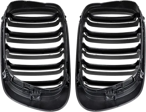 Vista 8 de Parrilla frontal superior brillante negra para riñón compatible con 1999-2002 E46 2 puertas Coupe Cabriolet 2DR