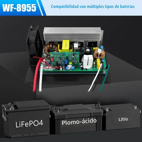 Vista 3 de Convertidor de potencia Wf-8955an actualizado con reconocimiento de plomo ácido y baterías de litio, convertidor Rv Wf-8955-Ad-Mba de 55 amperios