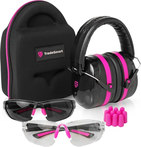 Vista 18 de TradeSmart All-in-One Shooting Ear Protection - Comfort+ NRR 28 Earmuffs, Glasses & Earplugs + Carry Case