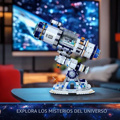 Vista 5 de JMBricklayer Space Telescope Building Set with Cool Lights for Adults 70009 Azul