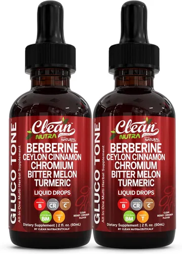 Vista 10 de Clean Nutra Berberine con suplemento de canela de Ceilán gotas líquidas + extracto de melón amargo, glucomanano, gimnasia, cromo, cúrcuma, panax
