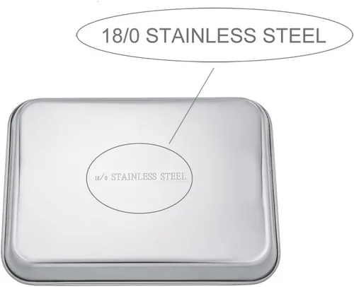 Vista 8 de TeamFar Juego de bandeja y rejilla para horno tostador, 9.3'' x 7'' x 1'', bandeja para horno tostador de acero inoxidable bandeja para asar,