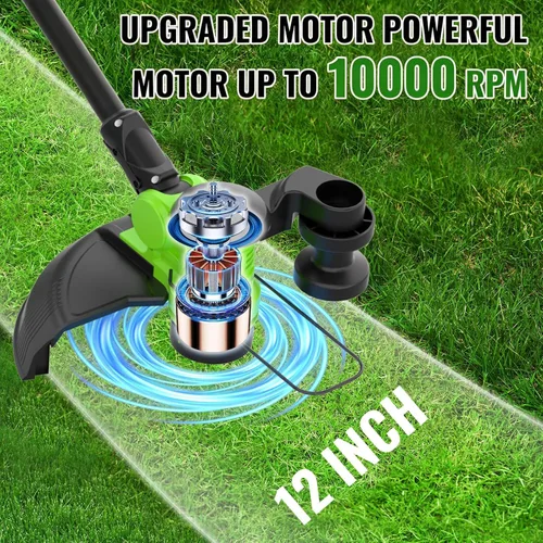 Vista 3 de 20V 12-INCH Cordless Weed Wacker String Trimmer with 2x5.0ah Battery Weed Eater with 8pcs Line & 148FT Cable 20V Electric Grass Cutter & Edger