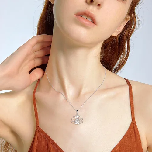 Vista 2 de POPLYKE Collar de plata de ley con colgante de elefante, gato, llama, para mujer, hija, regalo de cumpleaños