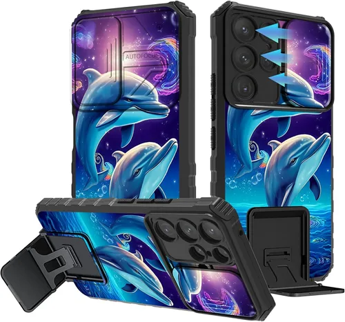 Vista 51 de Funda para Samsung Galaxy A13 5G/4G/A04S, Galaxy A13 5G con cubierta de cámara deslizante, funda de doble capa integrada con función atril