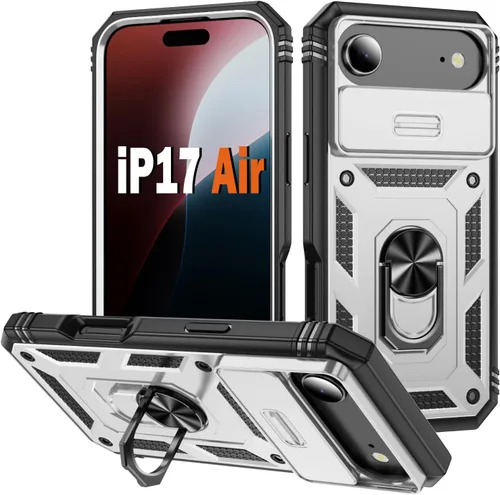 Vista 35 de PASNEW Funda militar para iPhone 13 Pro Max, cubierta de cámara deslizante y soporte de anillo de metal de 360°, carcasa rígida multicapa resistente