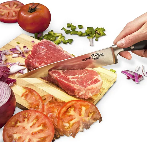 Vista 2 de KUMA Cuchillo de chef multiusos (juego de 3) – Cuchillo de chef afilado fuera de la caja – Cuchillo de chef de 8 pulgadas para tallar, cortar