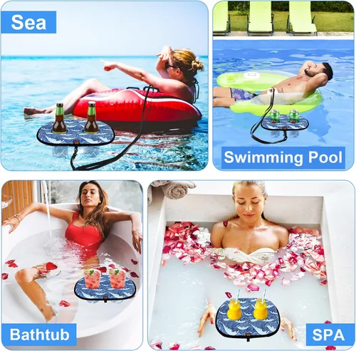 Vista 7 de 2 ranuras de neopreno flotante soporte para bebidas flotadores de bebidas para piscina, piscina, bebida, soporte flotante para cerveza con cuerda