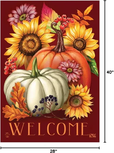 Vista 5 de Briarwood Lane Bandera floral de otoño para casa