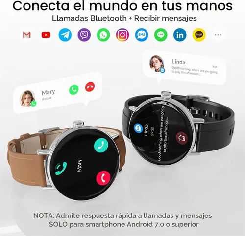 Vista 3 de Yoever Smart Watch for Men Women,1.57" 43mm HD Scree,BT Calling,2 Straps