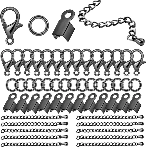 Vista 9 de Juego de 580 piezas de accesorios para fabricación de joyas, incluye 250 conectores de anillo de salto abiertos, 250 tapas de extremo de cable Bronce
