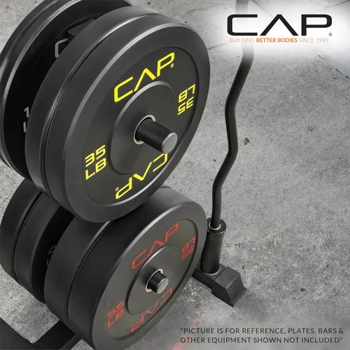 Vista 5 de CAP Olympic Bumper Plate Tree Rack with Barbell Holders, Heavy-Duty Weight Plate Storage Rack for Home Gym, Steel Olympic Plate Organizer Stand