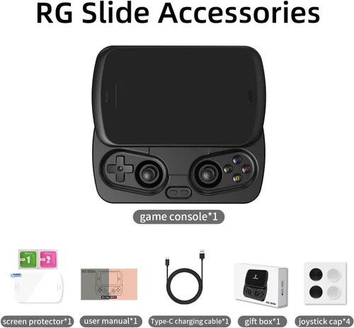 Vista 8 de RG Slide Handheld Game Console RG Slide 4.7-inch LTPS In-Cell Screen No Card Retro Game Console Unisoc T820 Portable Arcade Video Gaming Console