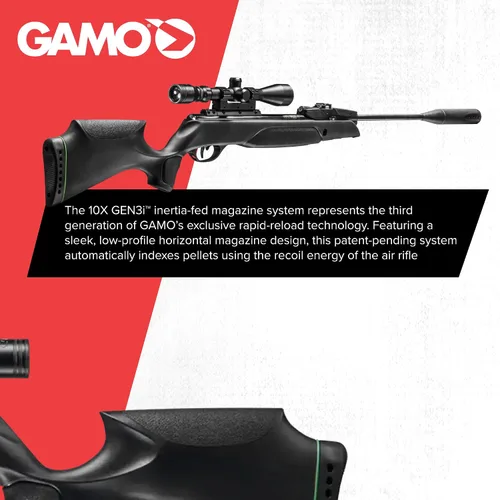 Vista 4 de Gamo Swarm Magnum PRO 10X GEN3i Inertia Fed Break Barrel Air Rifle High-Power Magnum Gas Piston - Upgraded Multi-Shot Loader System - Heavy Sound