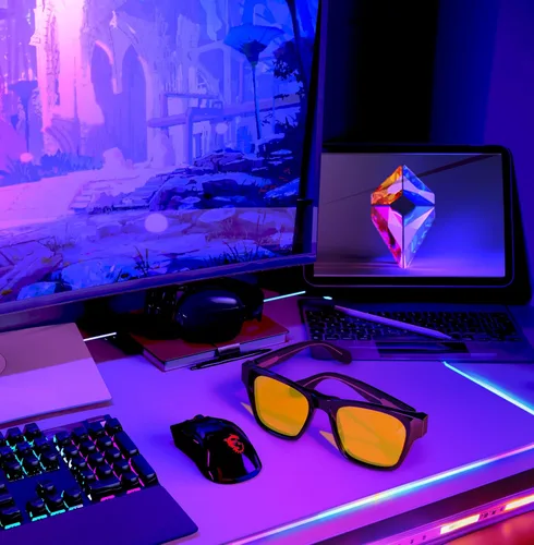 Vista 6 de VISOONE Blue Light Glasses Men Women Computer Gaming Anti Eyestrain Negro