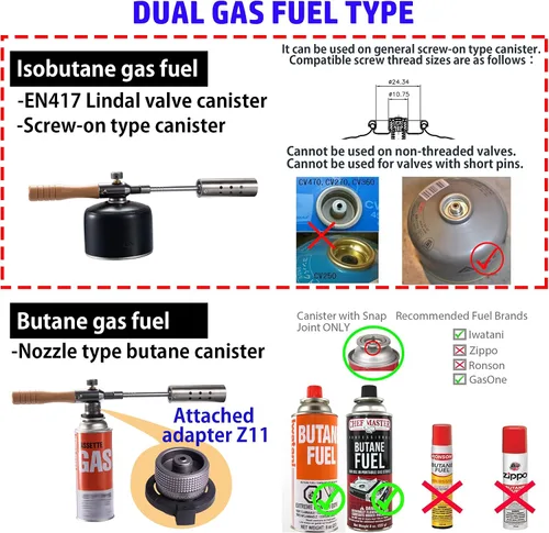 Vista 3 de Campingmoon - Antorcha para parrilla de campamento con cabezal de combustible doble, llama ajustable para principiantes de carbón con estuche