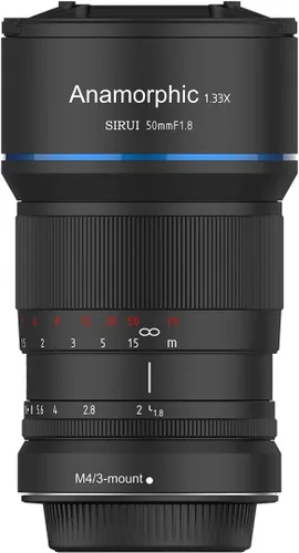 Vista 9 de SIRUI Lente anamórfica F1.8 1.33X S35 de 1.969 in para montura L, destello azul