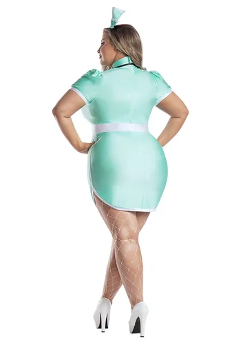 Vista 2 de Disfraz de enfermera sexy mint en talla plus para mujer Multicolor
