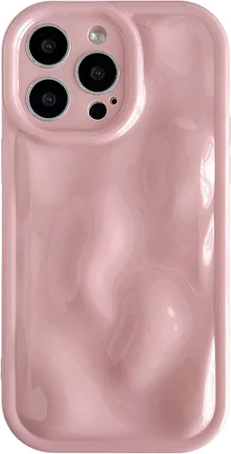 Vista 11 de Caseative para iPhone 14 Pro Max, Funda de Plástico Blando con Cubierta de Cromo Ondulado de Burbuja de Meteorito (Negro) Water Ripple Wave