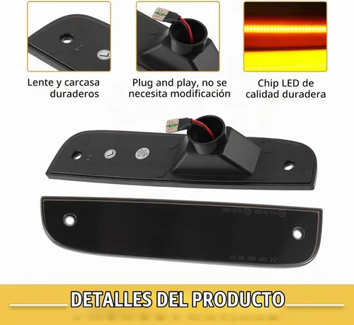 Vista 5 de CH2551118 - Luz LED de señalización lateral para conductor, pasajero, luces intermitentes, guardabarros, lámparas para Jeep Cherokee, lente negra