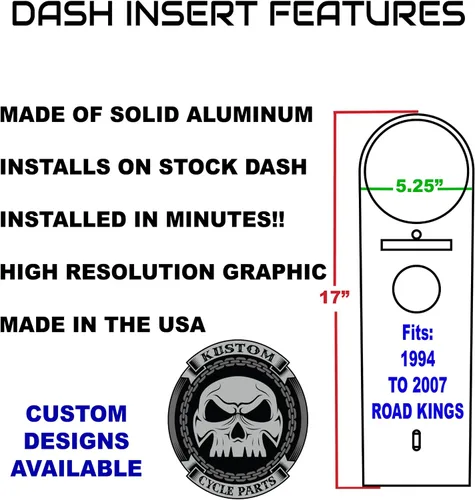 Vista 3 de Kustom Cycle Parts Inserto de consola de panel de tablero de metal de $100 Bill Compatible con Harley Davidson Road Kings de 1994 a 2007