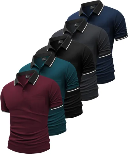 Vista 8 de GEEK LIGHTING Paquete de 5 camisas polo para hombre con bolsillo