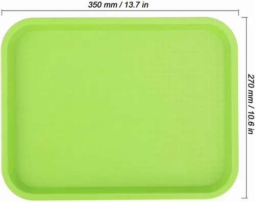Vista 2 de MUKCHAP Paquete de 12 bandejas para servir comida rápida, bandeja rectangular de plástico de 10 x 14 pulgadas, color verde