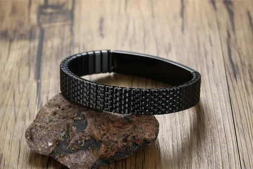 Vista 4 de VNOX Pulsera elástica de acero inoxidable chapado en oro negroplataoro para mujer y niña