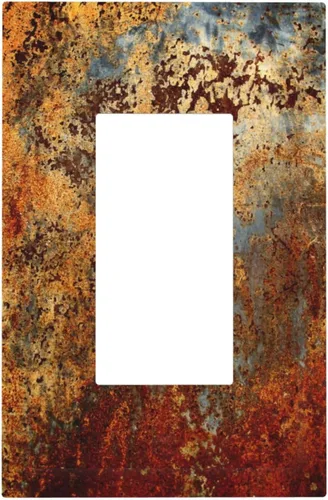 Vista 49 de Placa de pared eléctrica de 1 gang sin dispositivo en blanco, bohemio naranja vintage años 70 60s beige amanecer puesta de sol mediados de siglo