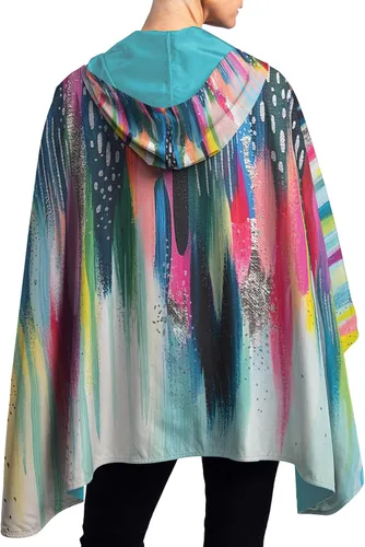 Vista 10 de RainCaper Cherry Blossoms Poncho de lluvia para mujer con capucha reversible Flores de cerezo