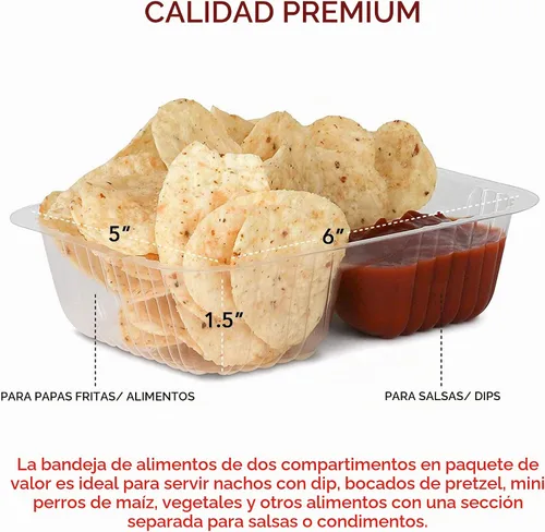 Vista 3 de Bandejas de plástico para nachos de 12 onzas (paquete de 50) bandeja desechable pequeña para nachos y salsa de queso, suministros de soporte