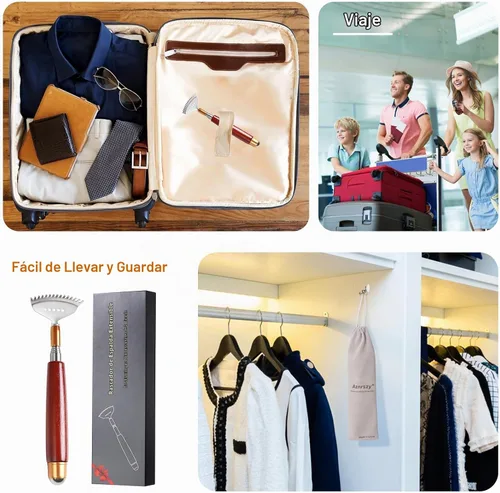 Vista 6 de Rascador de espalda para mujeres y hombres extensible con rodillo Rojo oscuro