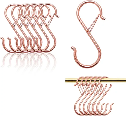 Vista 10 de Ganchos en S para colgar, resistentes con diseño de hebilla de seguridad, ganchos en forma de S para utensilios de cocina, sartenes, barra