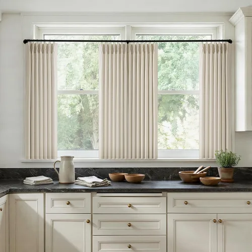Vista 63 de TWODRAPES Juego de 2 paneles de cortinas plisadas de lino de 96 pulgadas de Avena
