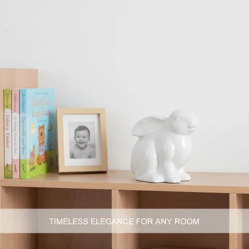 Vista 9 de BESPORTBLE Figura de conejo de cerámica, escultura de conejo de porcelana blanca de Pascua, adorno de escritorio, juguete para niños