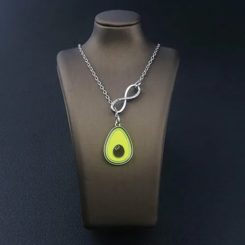 Vista 4 de WENATA - Collar con colgante de aguacate para amante del aguacate, regalo de amistad, collar de aguacate, amante del aguacate, regalo para amante