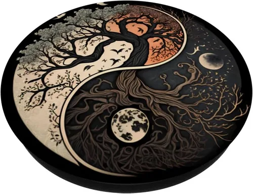 Vista 2 de PopGrip adhesivo PopSockets de Yin Yang del árbol de la vida