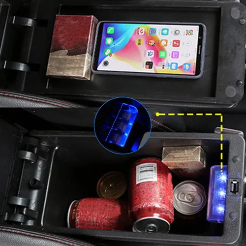 Vista 6 de Consolas Apoyabrazos para Nissan Juke 2010-2017 Caja de consola central reposabrazos caja con carga USB costuras negras