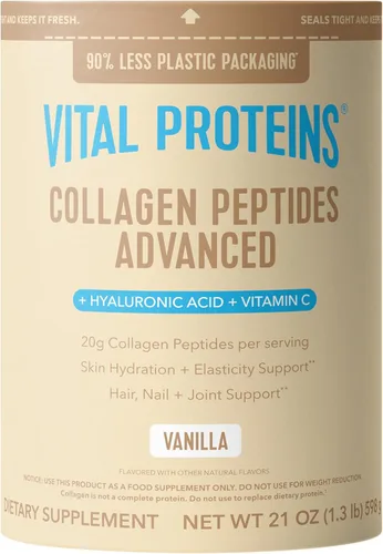 Vista 16 de Vital Proteins Péptidos de colágeno avanzados, péptidos hidrolizados con ácido hialurónico y vitamina C - Polvo sabor chocolate, 24.7 onzas
