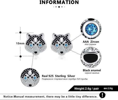 Vista 6 de Ginger Lyne Collection Koko The Siberian Husky Puppy Dog Lover Gifts Sterling Silver Chain Necklace Stud Earrings or Set CZ Pendant Charm Dog Paw
