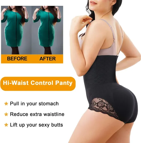 Vista 5 de Nebility Faja moldeadora de glúteos para mujer, cintura alta, sin costuras, con control de abdomen