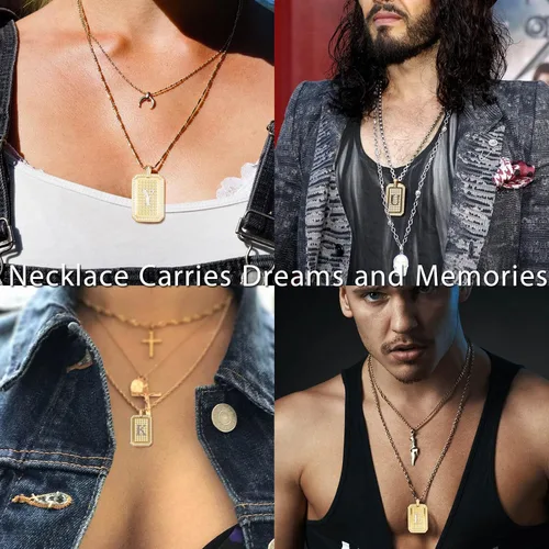 Vista 4 de Zillaly Collar con dije de inicial, letra mayúscula, oro de 18 quilates, joyería de diamantes A-Z para hombres y mujeres, regalo de Navidad, Acero