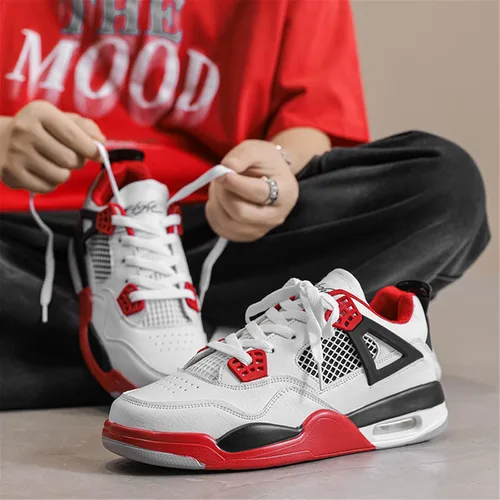 Vista 4 de Hoaeiewds Zapatos de baloncesto retro de moda de tendencia para niños grandes, zapatos deportivos para niños casuales al aire libre, zapatillas