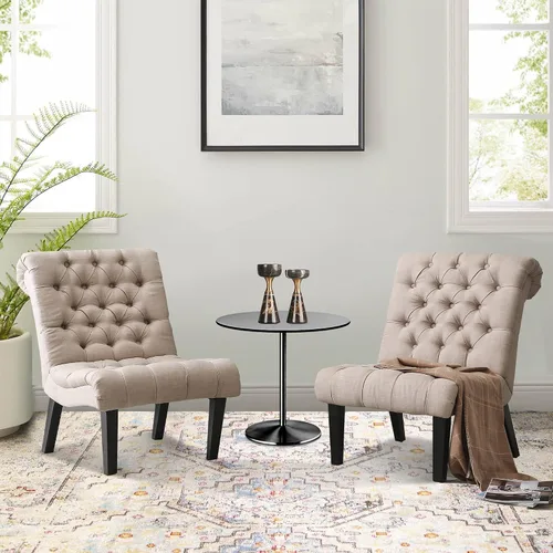 Vista 12 de HAOBO Home Silla de acento sin brazos con botones capitoné silla lateral para sala de estar dormitorio Funiture