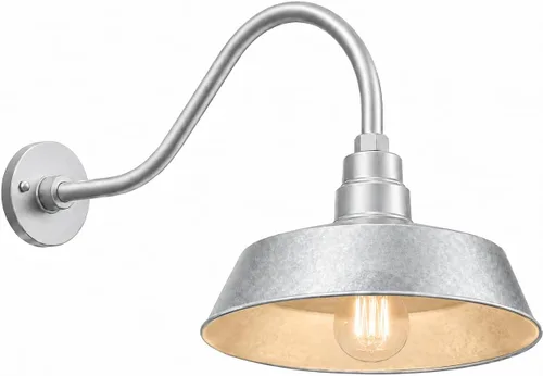 Vista 41 de 14 pulgadas. RLM Warehouse - Pantalla con brazo de cuello de cisne y bombilla Led A19 5000K de 9W Negro satinado (paquete de 1)
